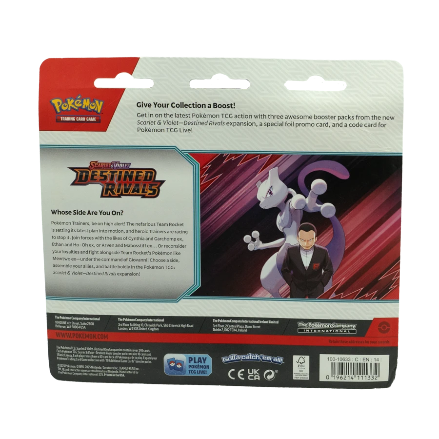 Pokemon - DESTINED RIVALS 3 Pack Blister - Scarlet & Violet - Image 2