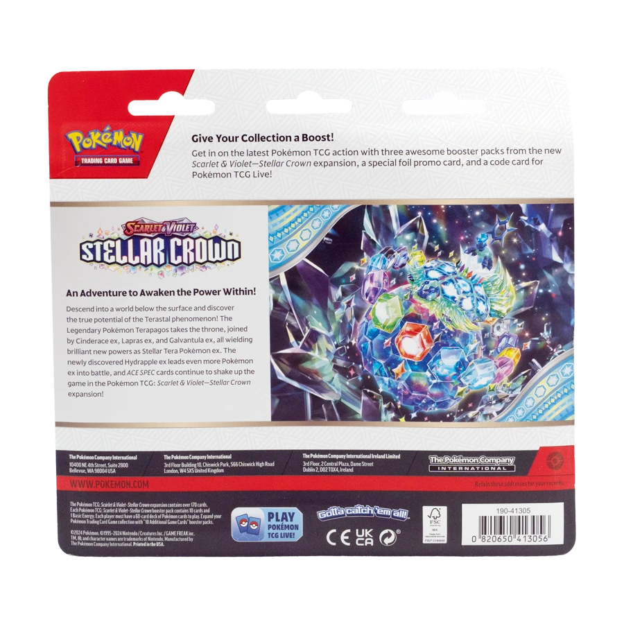 Pokemon - STELLAR CROWN 3-PACK BLISTER - Scarlet & Violet - Image 2