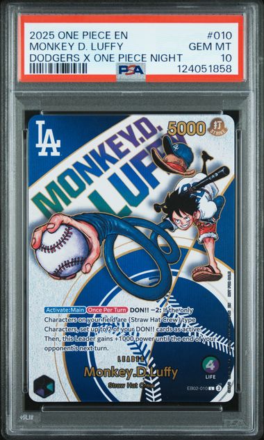 OP 2025 MONKEY D, LUFFY DODGERS X ONE PIECE NIGHT #010 PSA10 - Image 3