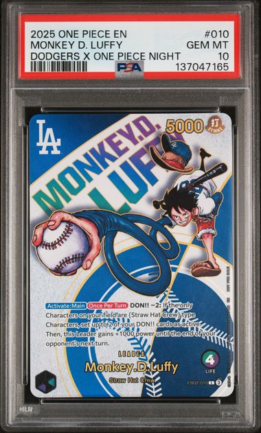 OP 2025 MONKEY D, LUFFY DODGERS X ONE PIECE NIGHT #010 PSA10