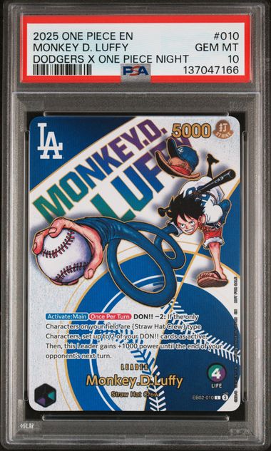 OP 2025 MONKEY D, LUFFY DODGERS X ONE PIECE NIGHT #010 PSA10 - Image 2